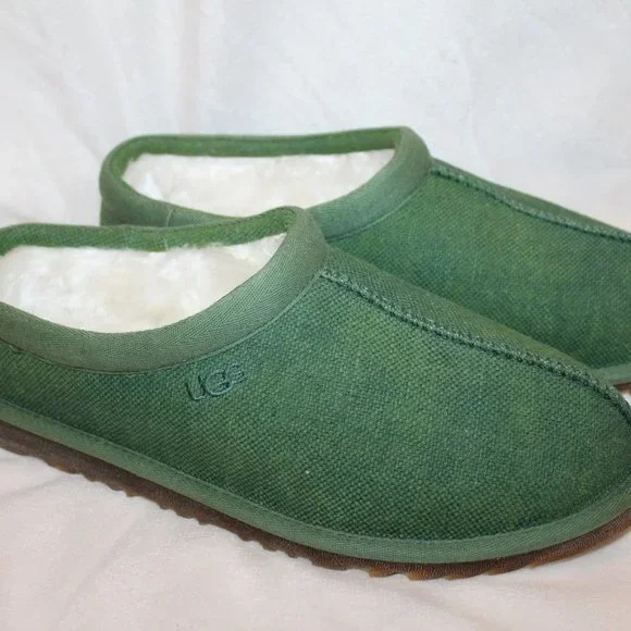 NIB‎ UGG MEN'S CANVAS TASMAN SLIP ON SLIPPERS GREEN - Picture 2 of 7